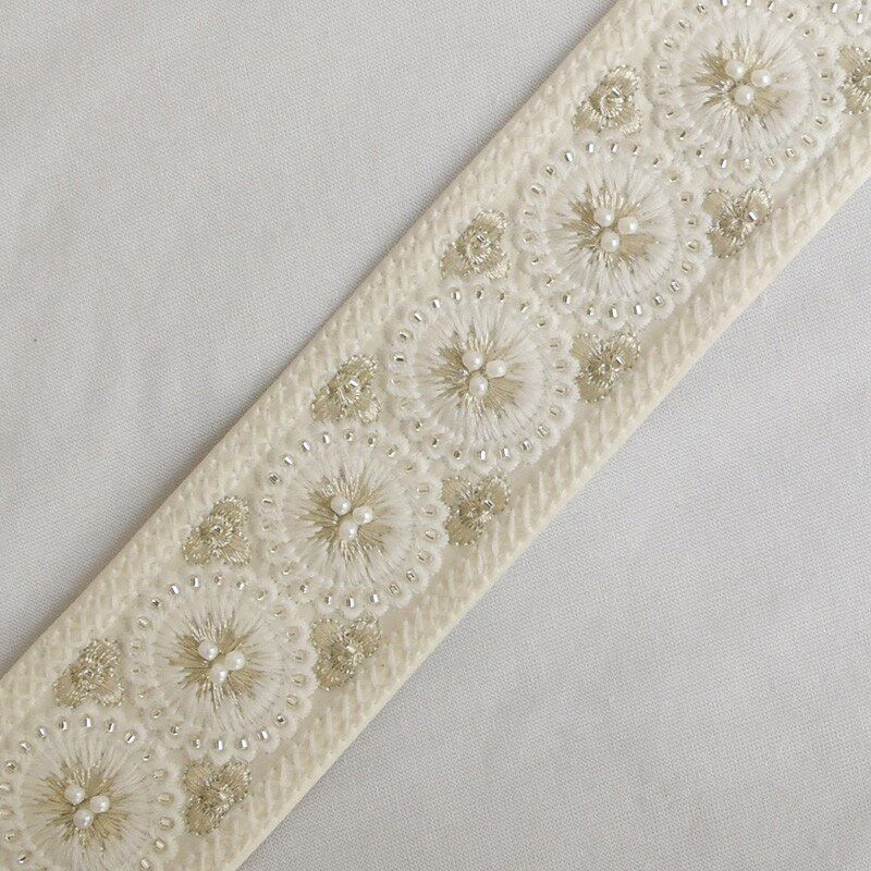 天河花边新款米白色窗帘刺绣蕾丝立织带边拼接6公公宽一米零新款