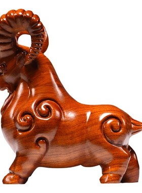 花梨木质羊生肖羊摆件实木领头羊客厅补角玄关装饰开业新居送礼品