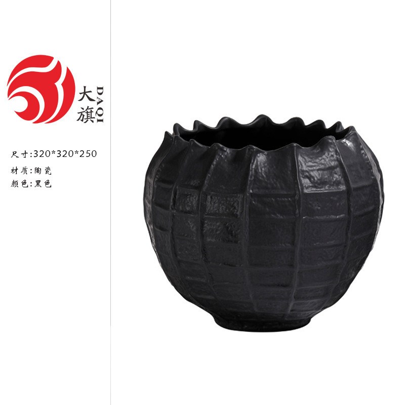 现代艺术家居软装白色陶瓷手工花瓶摆件样板房别墅酒店装饰品