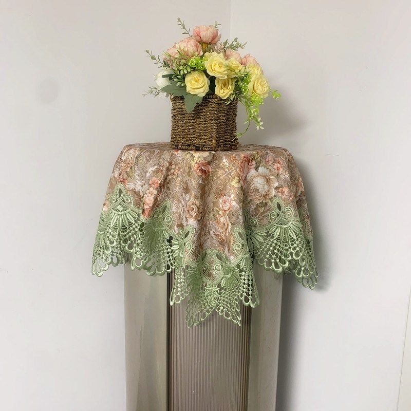 空调盖布圆柱形空调柜机立式罩防尘顶部盖巾蕾丝简约欧式开机不取