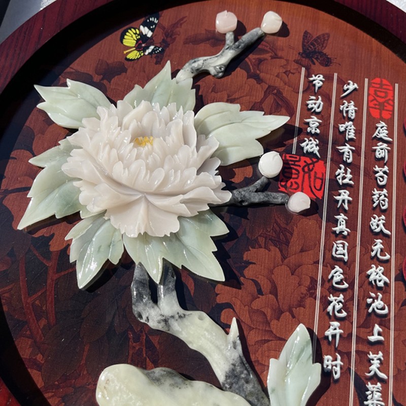 客厅装饰画梅兰竹菊墙壁挂画新中式餐厅玉雕画沙发背景墙浮雕画图片