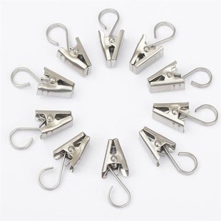 窗帘夹子挂钩不锈钢钩子固定窗帘配件扣环简易老式金属轨道小夹子