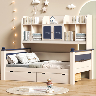 全实木衣柜床一体组合床儿童高箱储物床J单人床小户型榻榻米双人