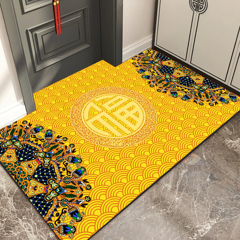 金色地垫入户门福字进门大门口中式脚垫黄色室外新年家用地毯定制,居家布艺,入户地垫,淘宝优惠券,粉丝福利购,淘宝优惠卷