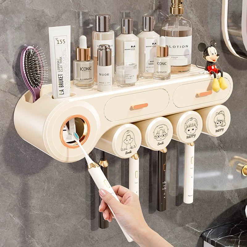 牙刷置物架免打孔壁挂式家庭漱口杯卫生间电动牙杯架子套装牙缸架