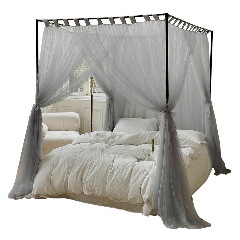 2024新款高级感宫廷蚊帐三开门家用卧室仙女风1.8m床上纹帐沙白色