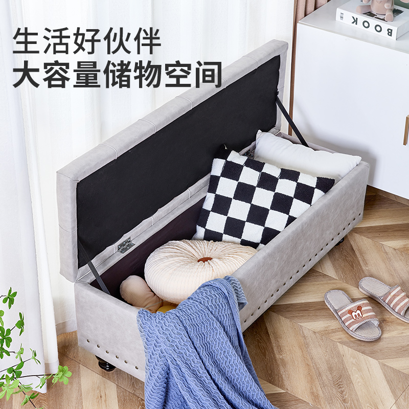 家用换鞋凳门口长方形储物凳客厅沙发卧室长条实木软包凳子