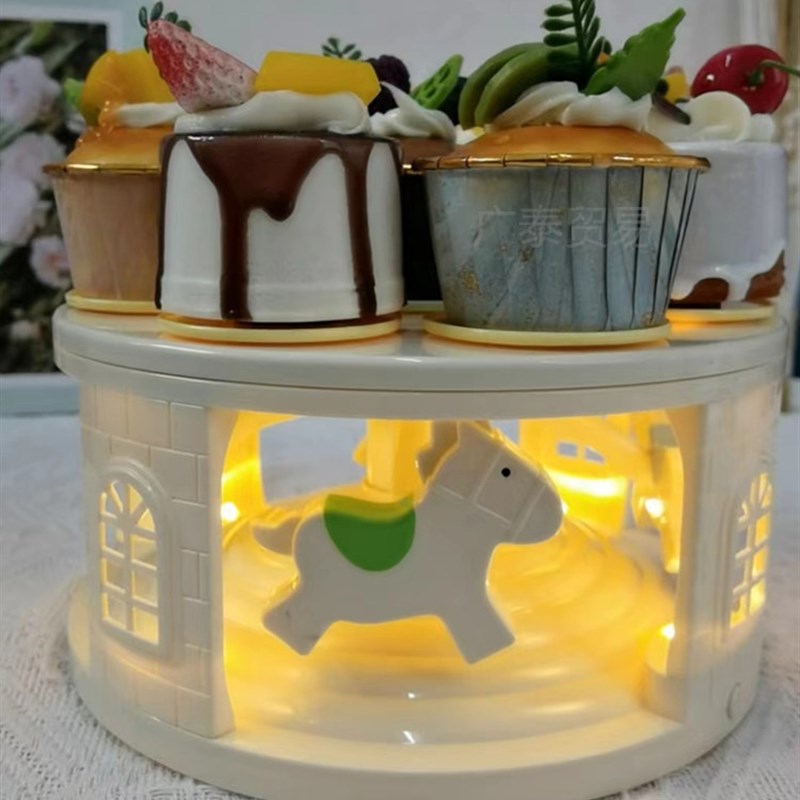 自动旋转甜品机旋转木马转转甜品台小蛋糕自动回转盘生日蛋糕摆件
