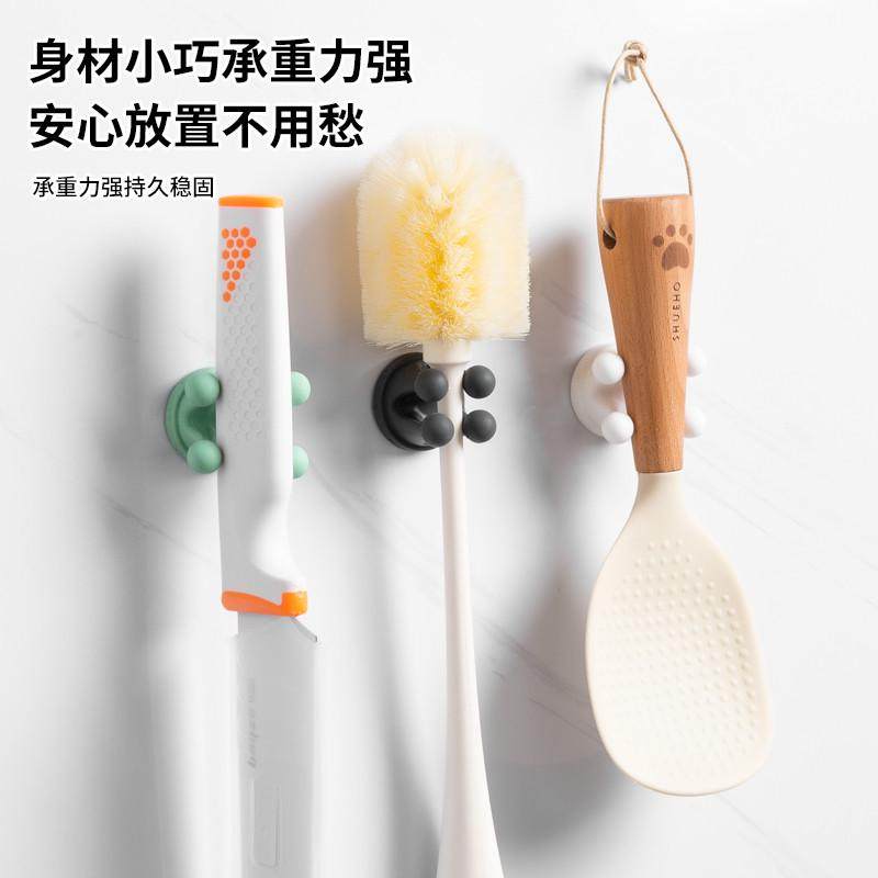 硅胶免钉粘钩收纳壁挂置物架厨房浴室夹牙刷架免打孔粘贴挂钩