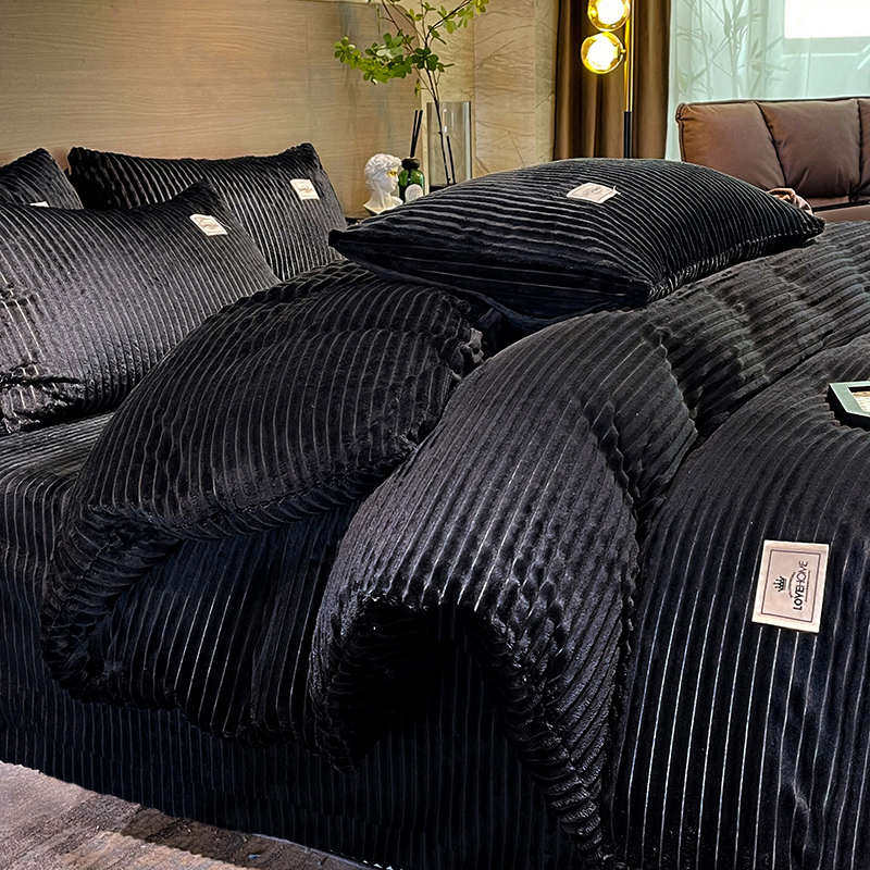 兔绒纯被套兔魔法冬季绒绒被罩四件套黑色珊瑚床单牛奶床上毛绒绒
