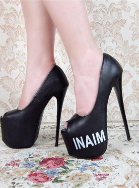 2021春季新款白色超高跟鞋恨天高16CM17公分时尚大气鱼嘴单鞋婚鞋