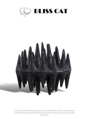 现代简约黑色陶瓷摆件水晶底座亚克力罩售楼处玄关书房书柜装饰品