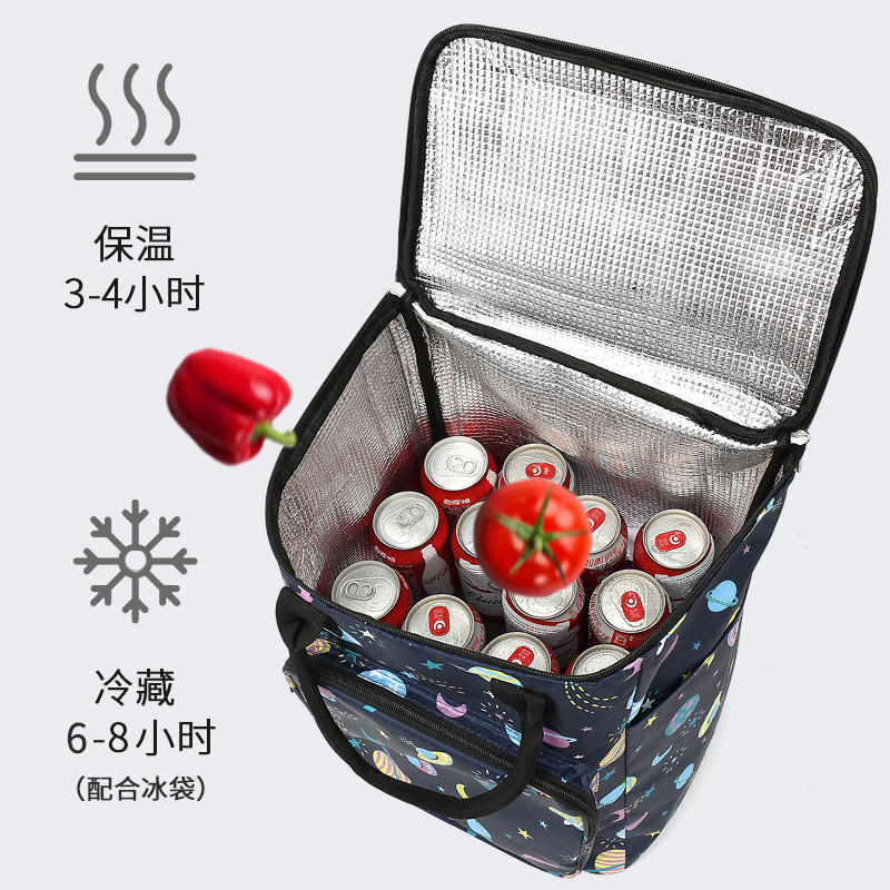 家用轻便拉杆买菜车小拉车购物袋可拆卸折叠万向轮铝箔保温拉杆包