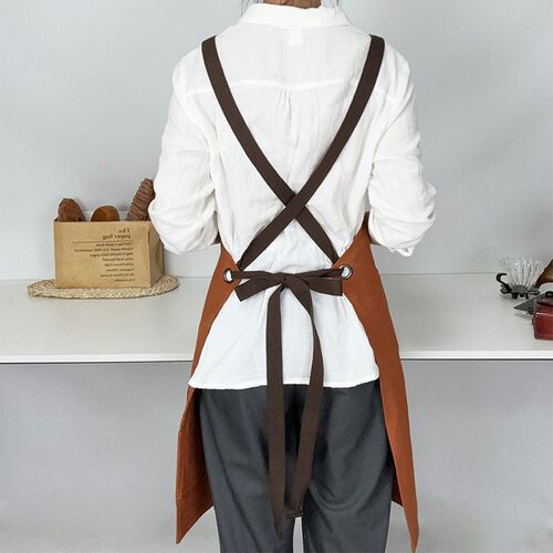 定制围裙印logo全棉布2024新款多口袋男奶茶咖啡园艺工作服女