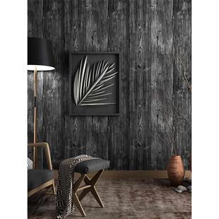 墙纸非自粘无胶不带背胶刷胶家用仿木纹木头木板原木色立体壁纸