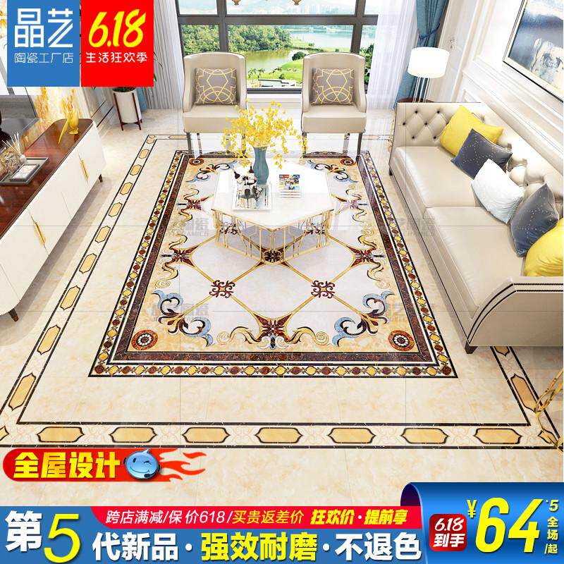 拼花瓷砖欧式客厅地板砖800800拼花图入户过道走廊抛晶拼花地砖