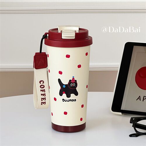 吸管水杯保温杯2024新款女高颜值随行咖啡保冷杯子手提办公室316