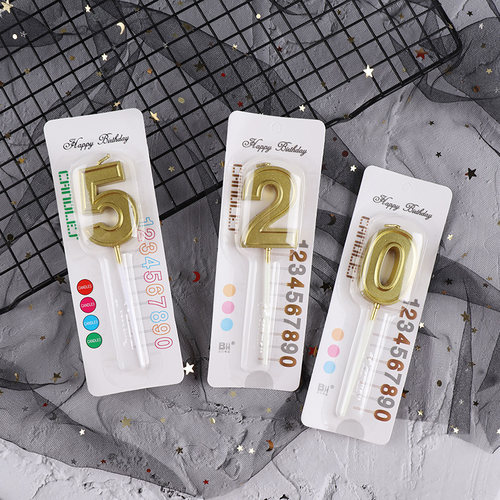 金色数字蜡烛精品宝宝生日蛋糕蜡烛0-9无烟大号盒装蜡烛独立包装