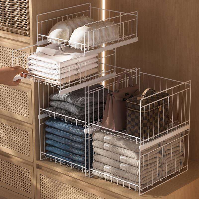 抽屉式收纳分隔板衣柜拉篮橱柜内分层置物架隔板自由叠加衣圣之圣