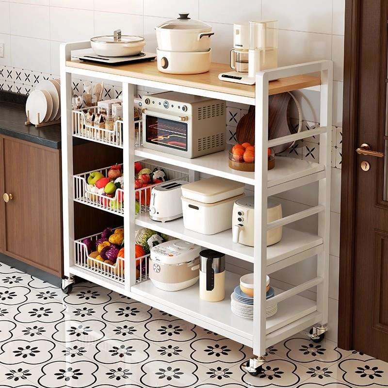 厨房置物架多功能家用落地多层果蔬菜篮子收纳架微波炉简易货架子