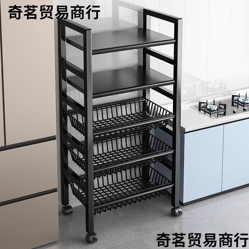 不锈钢厨房置物架落地多层家用浴室小推车蔬菜篮收纳架子用品大全