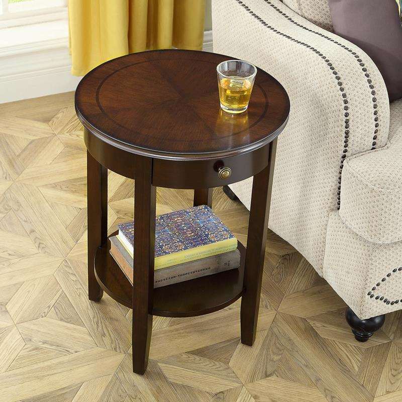 I1美式小圆几简约角几客厅边几沙发边柜茶几迷你小圆桌床头边桌批