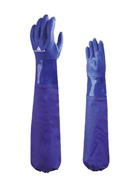代尔塔 201766蓝色 加长PVC防化手套 耐油耐酸碱工作防化防护手套