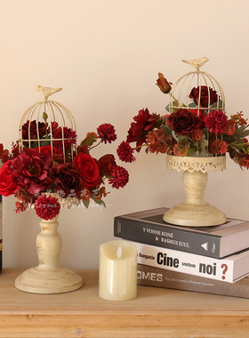 热销仿真花艺鸟笼摆件套装小清新北欧桌摆家居桌面装饰橱窗商场活