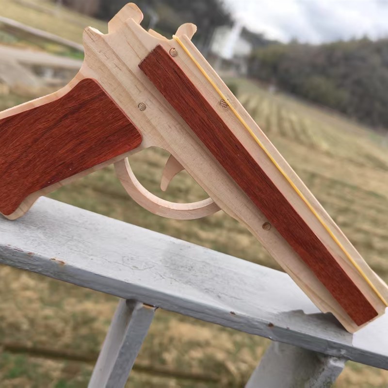 热销木工坊实木拼装手枪DIY玩具皮筋枪材料包教培机构木工材料曲