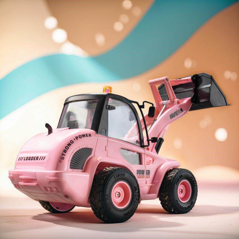 热销超大遥控铲车女孩版粉色推土机工程车电动儿童男孩圣诞节礼物