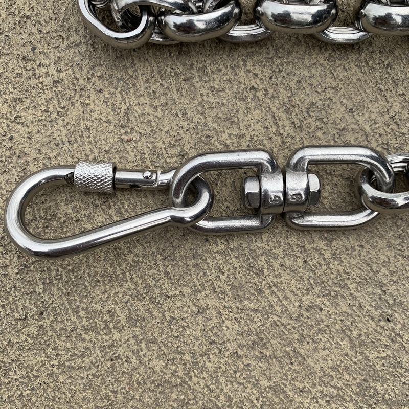 热销8毫米圆面罗威纳卡斯罗中大型犬牵引链304不锈钢拴狗绳杜高遛