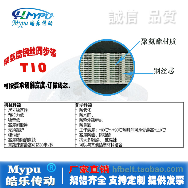 热销钢丝同步带 T10-900/910/920/940/950/960/970/980/990 PU/聚