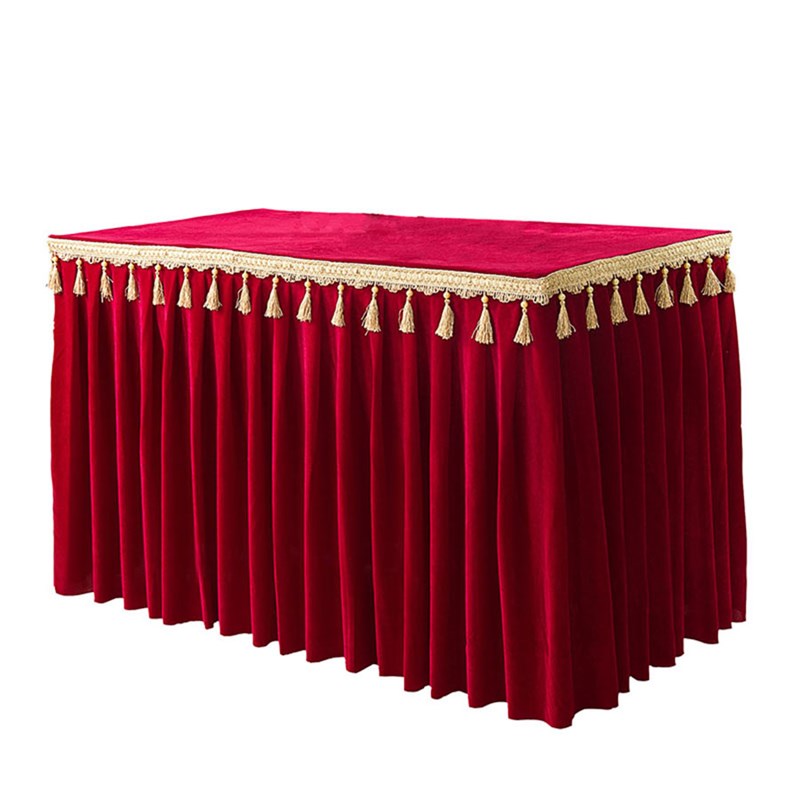 热销定做加厚金丝绒桌布家用桌裙商务活动桌套办公会议室桌罩签到