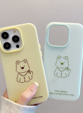 情侣西高地果冻壳新款适用苹果16Pro手机壳Phone15max11小米14华为Mate70pura80k60荣耀x100nova13opporeno12