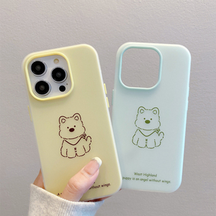 情侣西高地果冻壳新款适用苹果16Pro手机壳Phone15max11小米14华为Mate70pura80k60荣耀x100nova13opporeno12