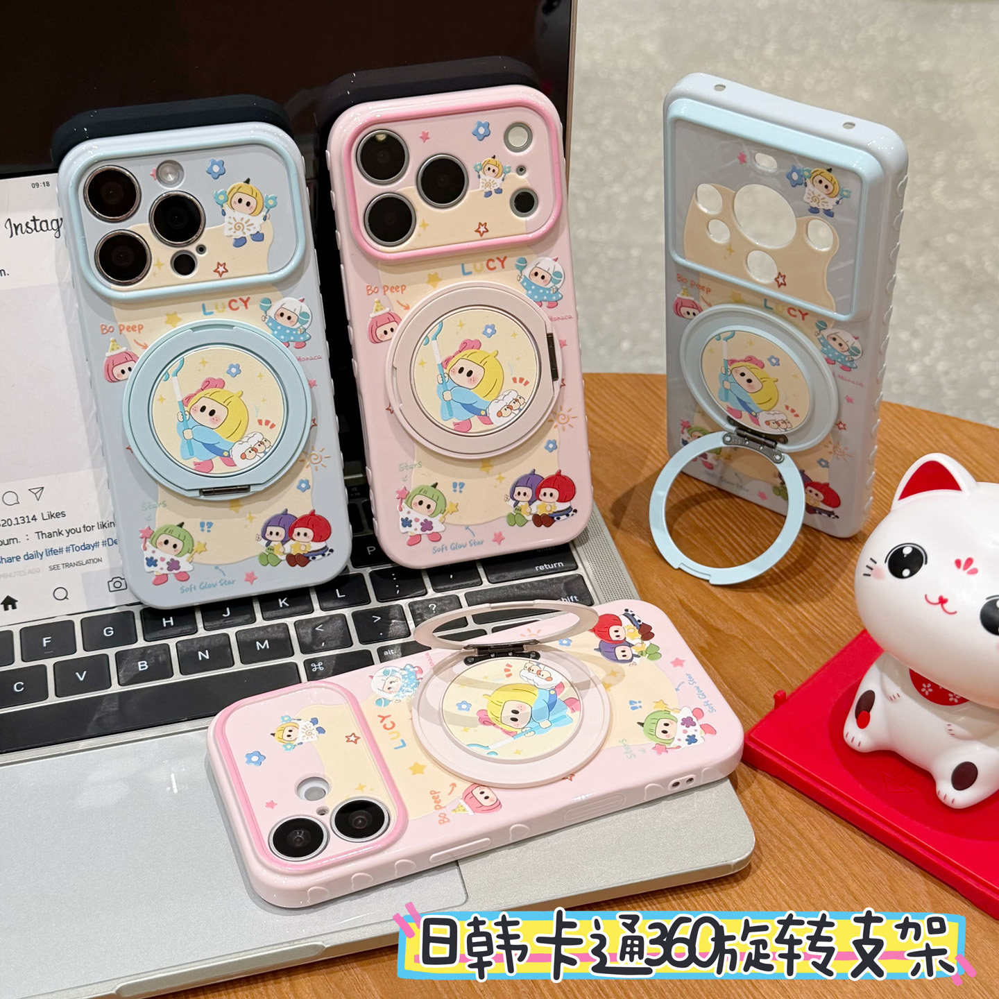 可爱小仙女支架新款适用苹果18pro手机壳iPhone17max16小米18华为mate90pura80K100nova15荣耀600x200findx8
