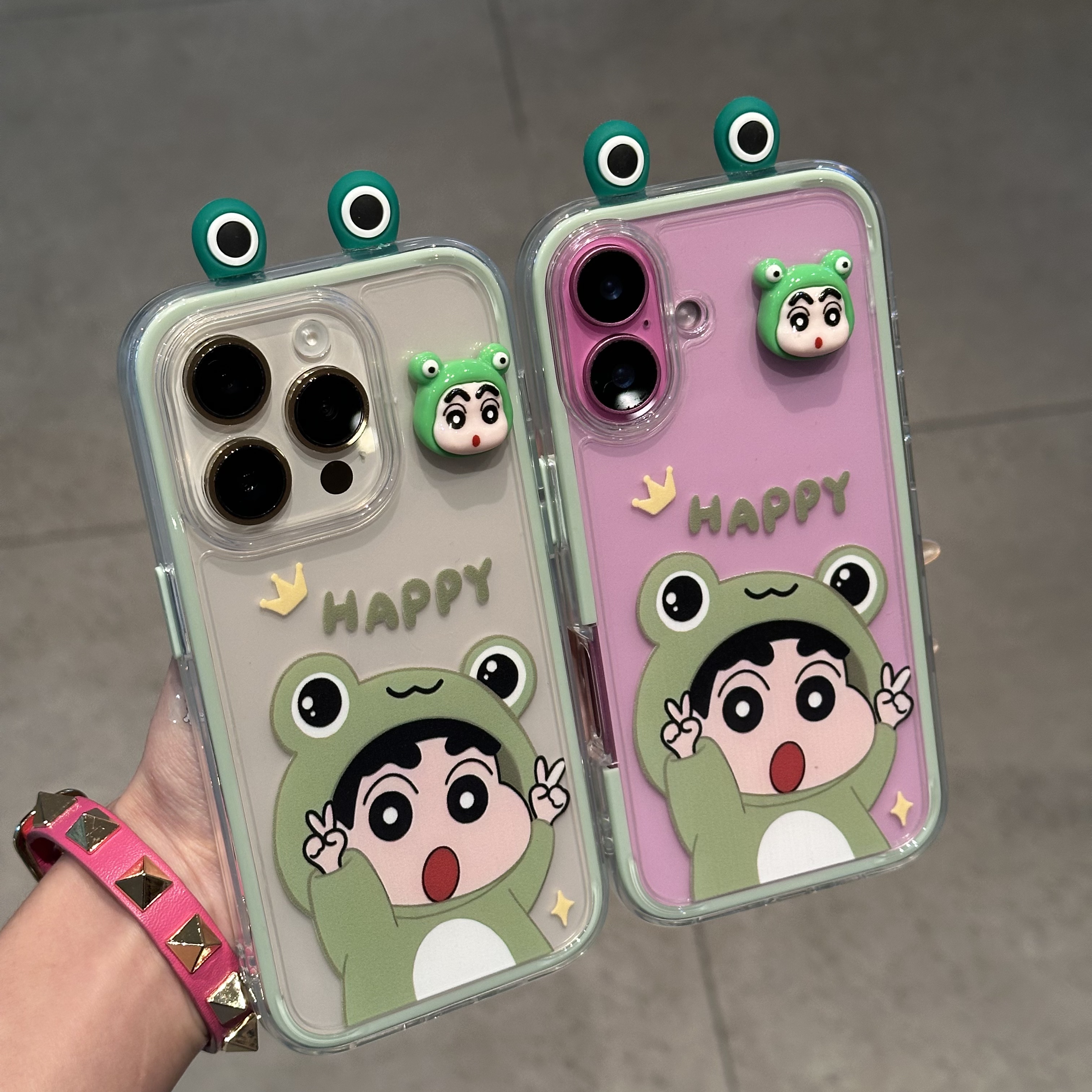 新款立体耳朵青蛙小新适用苹果16pro手机壳iPhone15max小米14华为mate70pura80k60nova13荣耀400vivox200note