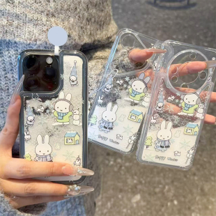 堆雪人小兔子流沙新款适用苹果17Pro手机壳iPhone16max小米15华为mate80pura70k60opporeno14荣耀400x100s20