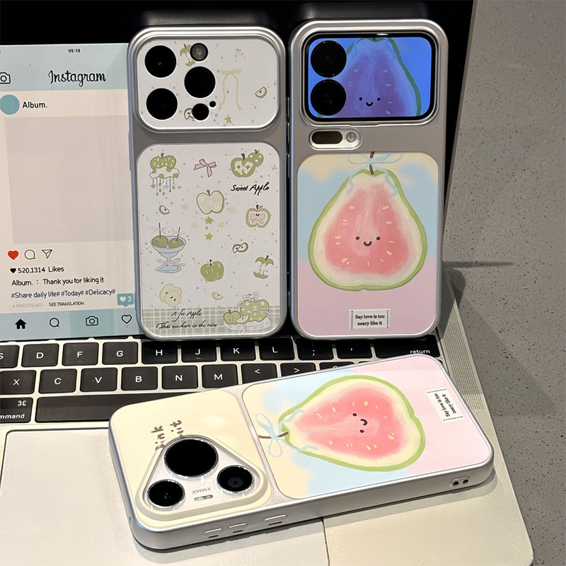 清新青苹果粉芭乐新款适用苹果17Pro手机壳iPhone16max13小米15华为mate80pura80k90nova14荣耀500x200magic7
