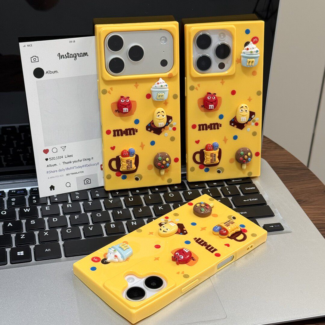 立体巧克力豆公仔新款适用苹果17promax手机壳iphone16pro巨好看ip15plus高级14por创意air卡通13保护12/11套