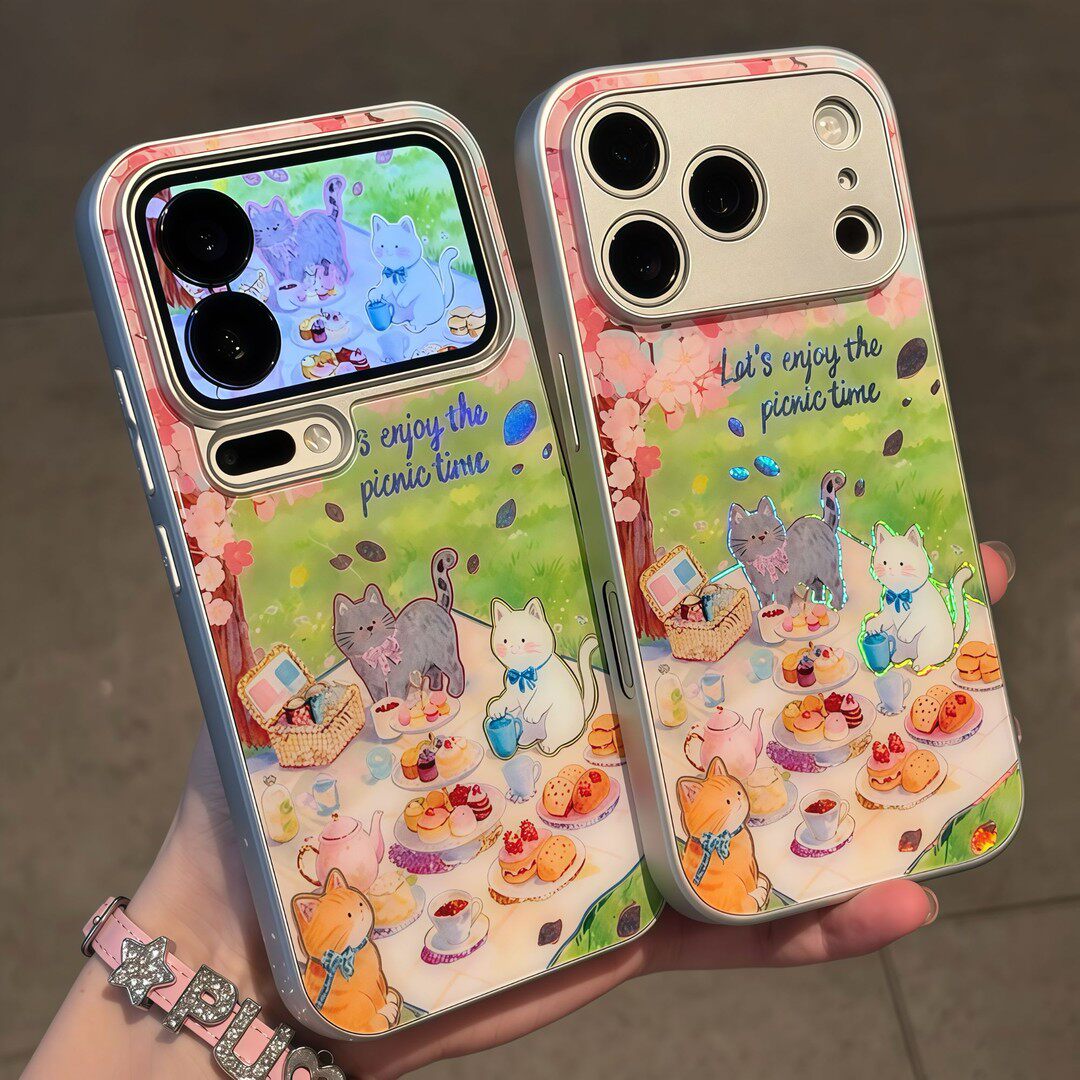 樱花野餐小猫新款适用苹果17Promax手机壳iPhone16pro14小米17华为mate80pura70k90nova15荣耀500x300findx8