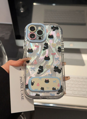 蝴蝶结蛋糕猫咪高级新款适用苹果16Pro手机壳iPhone15max小米14华为mate60p70k50荣耀200OPPOReno12nova13s19