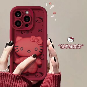 凯蒂猫镜子支架天眼阶梯适用苹果16pro手机壳iPhone15max13小米14华为mate60pura70红米k60nova12x200一加11