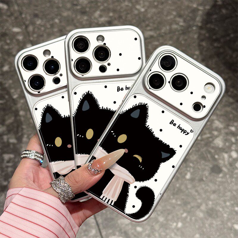 秒变17大视窗可爱围巾黑猫适用苹果17promax手机壳iphone16promax新款ip15plus高颜值14por女款air超火13软套