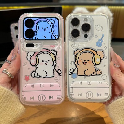 情侣耳机小狗支架新款适用苹果17Pro手机壳iPhone16max小米15华为mate80pura70k90reno14荣耀400x200一加ace5