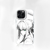 线稿saber彩银适用苹果16pro手机壳iPhone17max14小米15华为mate60荣耀100x200k70p50nova13reno12note11s18