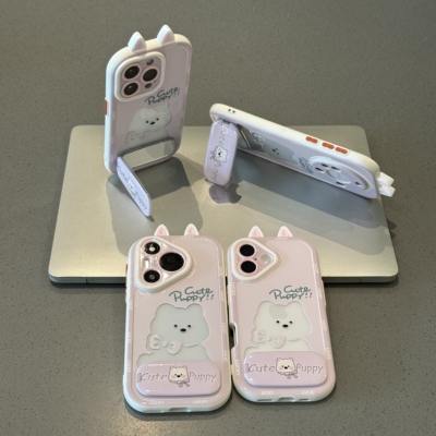 立体耳朵西高地支架新款适用苹果16Pro手机壳iPhone17max13小米15华为mate70pura80k60荣耀200nova14vivos18
