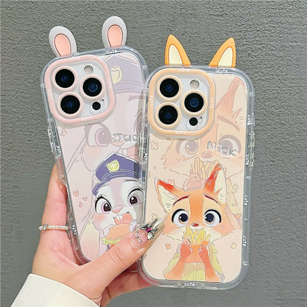 情侣薯条尼克汉堡朱迪适用苹果16Pro手机壳iPhone15max小米14华为mate70p60vivox200荣耀300k80reno12note13