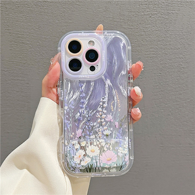 紫晕染文艺花朵新款苹果15promax手机壳iPhone16pro小米14华为mate50荣耀100x200pura70k60opporeno13nova12