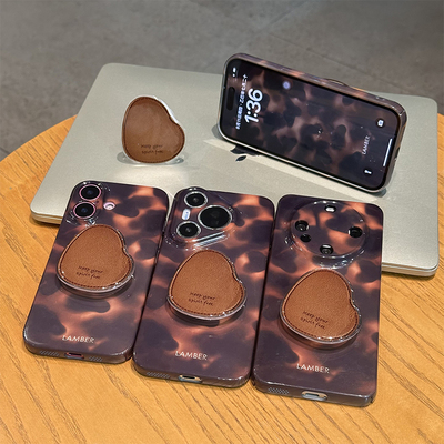 琥珀豹纹支架新款适用苹果17Pro手机壳iPhone15max13小米16华为mate80pura70k60reno14荣耀300x100vivoiqoo13